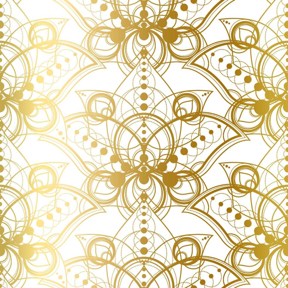 Seamless Pattern with Natural Golden Lotus Art vector