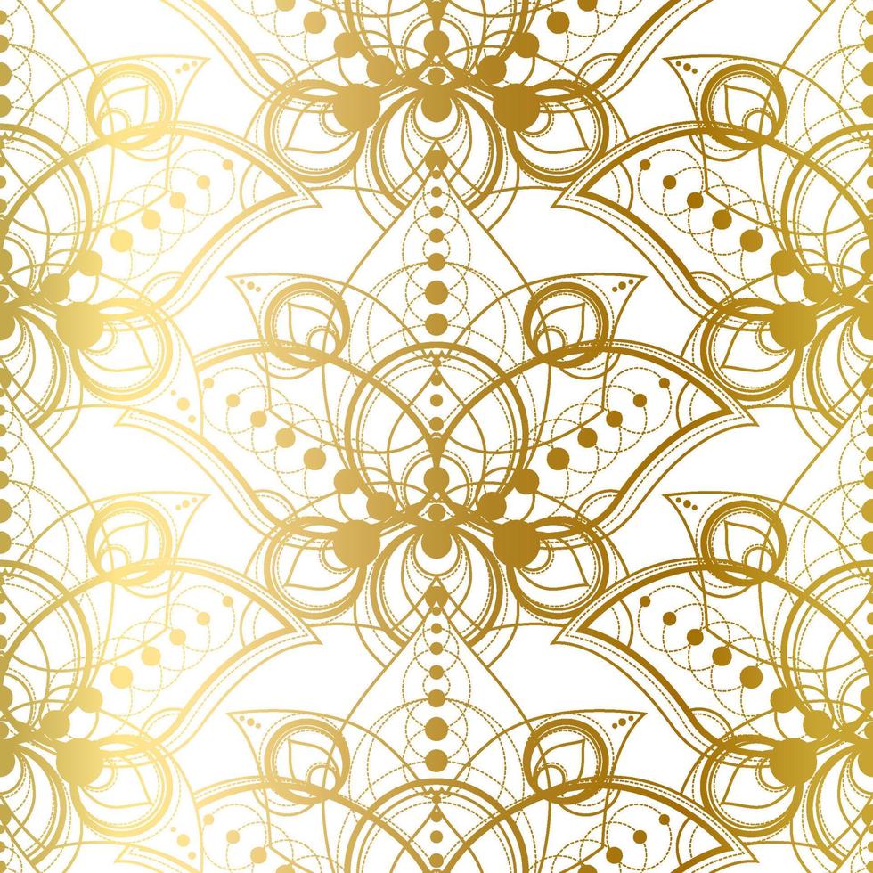 Seamless Pattern with Natural Golden Lotus Art vector