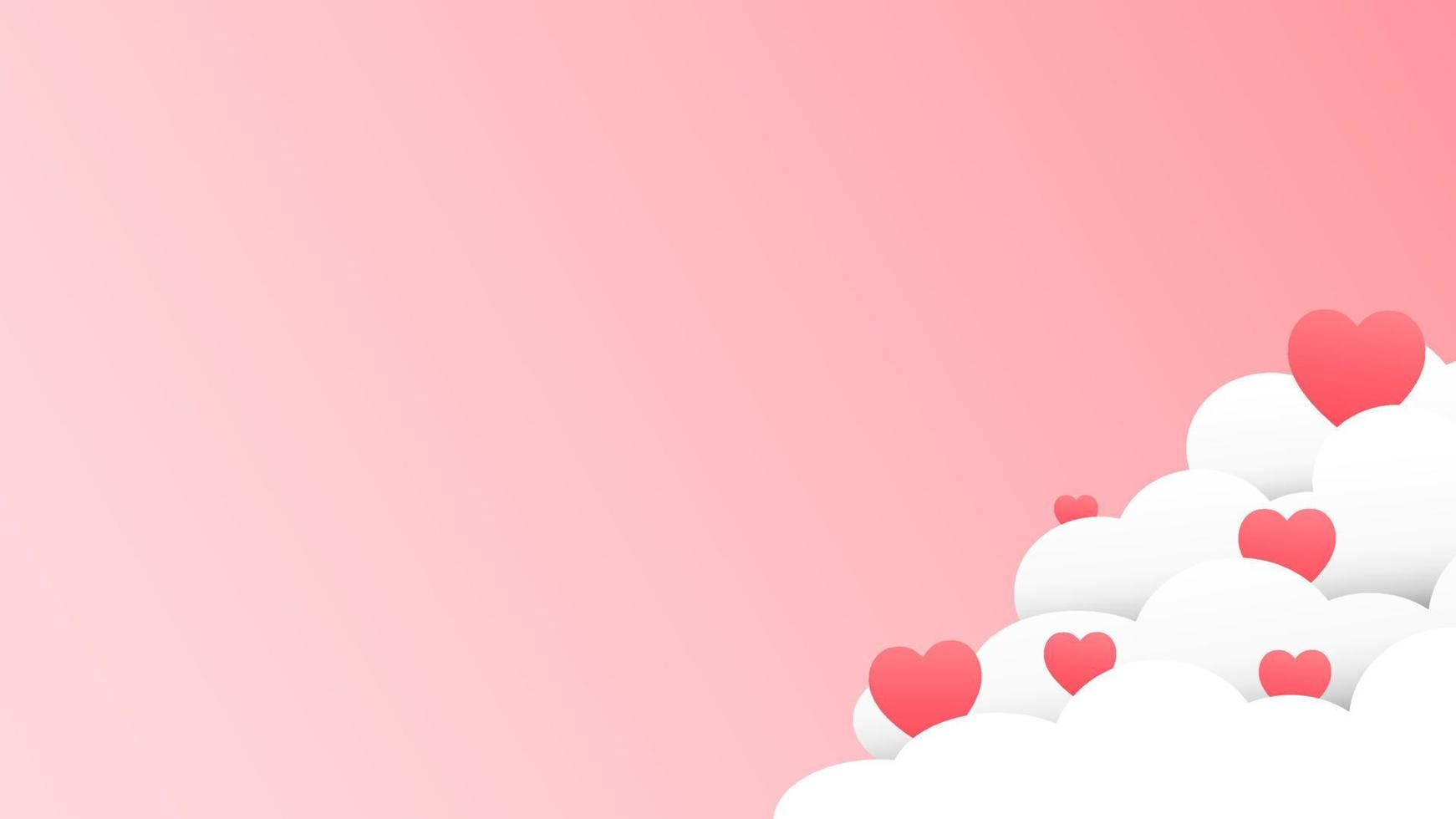 ilustración corazón en la nube con amante fondo rosa concepto de san valentín vector