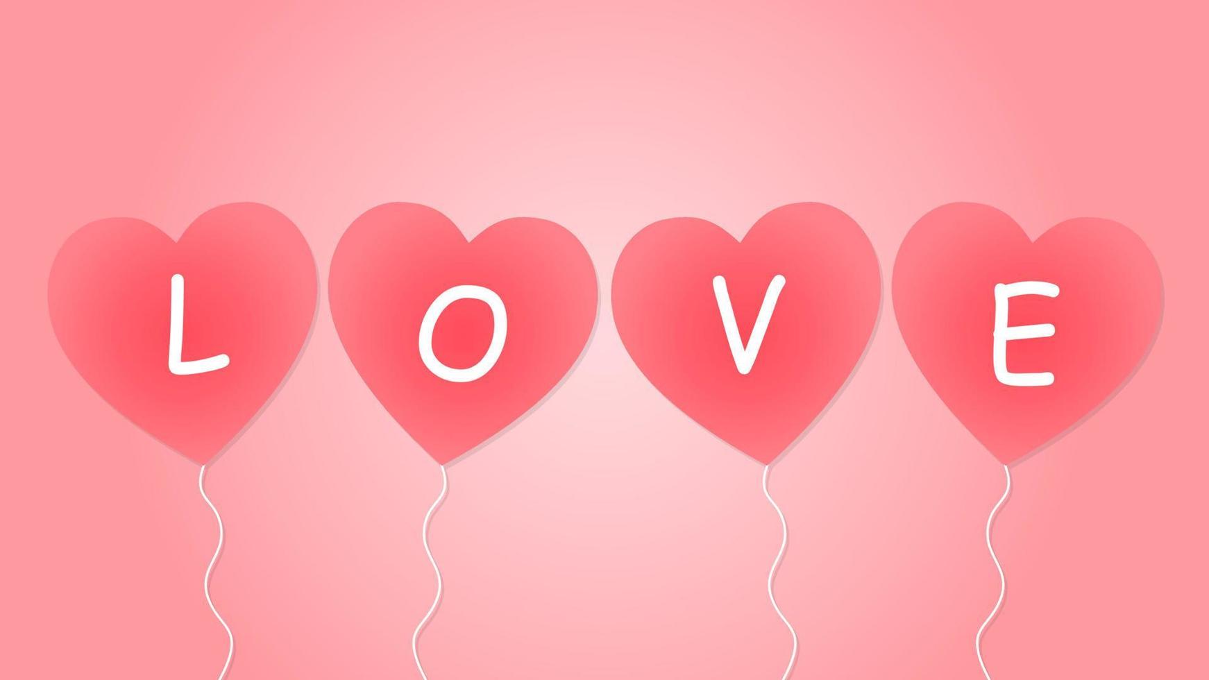 Vector illustration balloon heart love pink background valentine