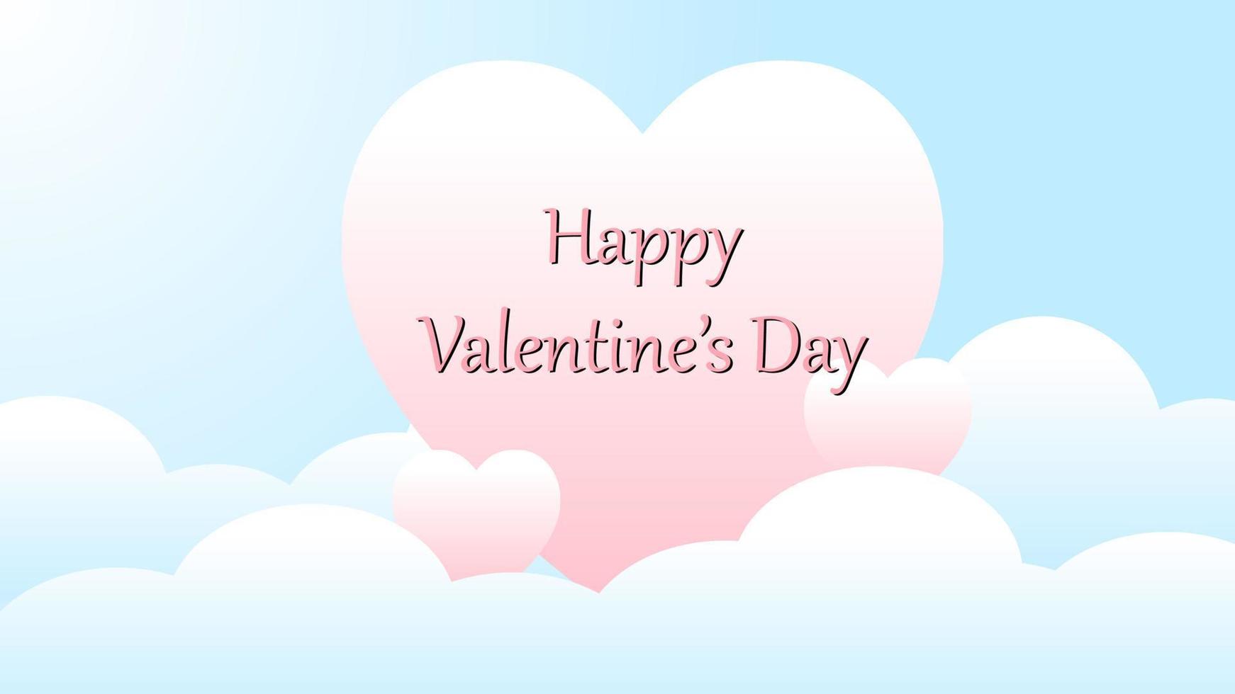 Free vector balloon heart on sky with cloud bright background