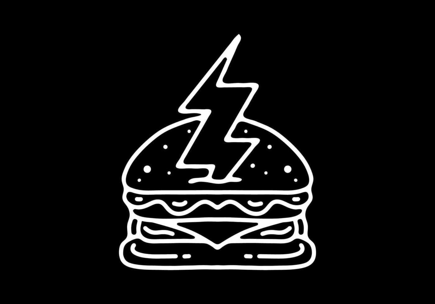 illustration design of the burger and thunder tattoo vector