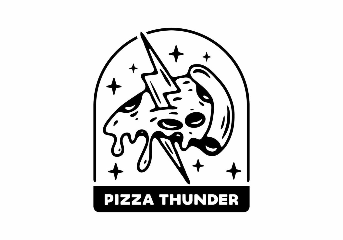 Illustration design of pizza and thunder tattoo vector