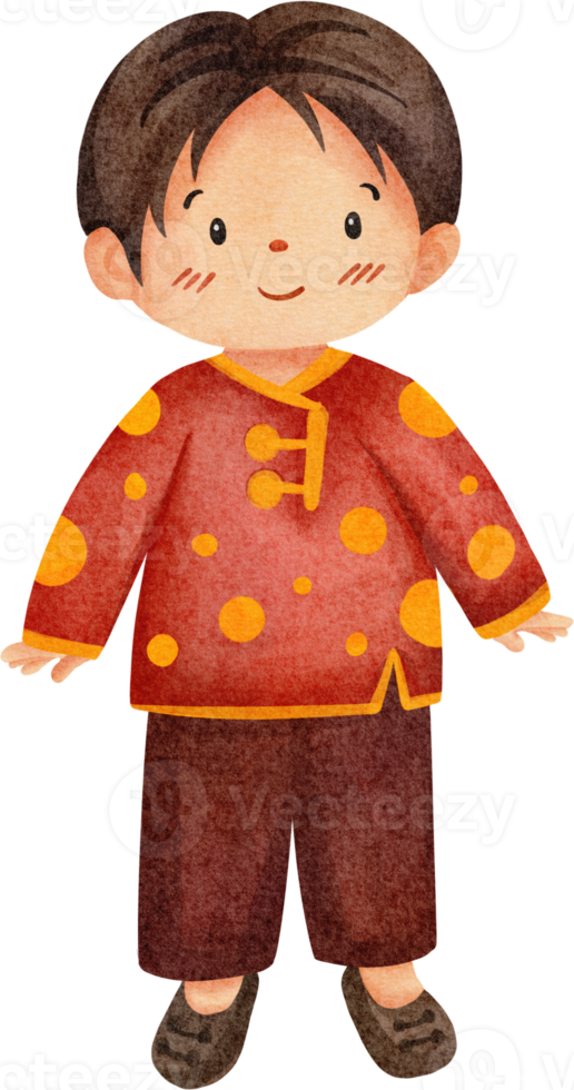 watercolor chinese boy png