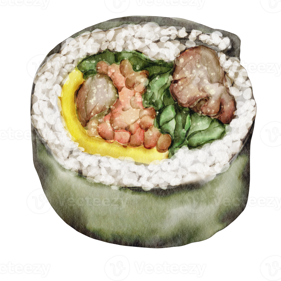 kimbap coreano cibo acquerello png