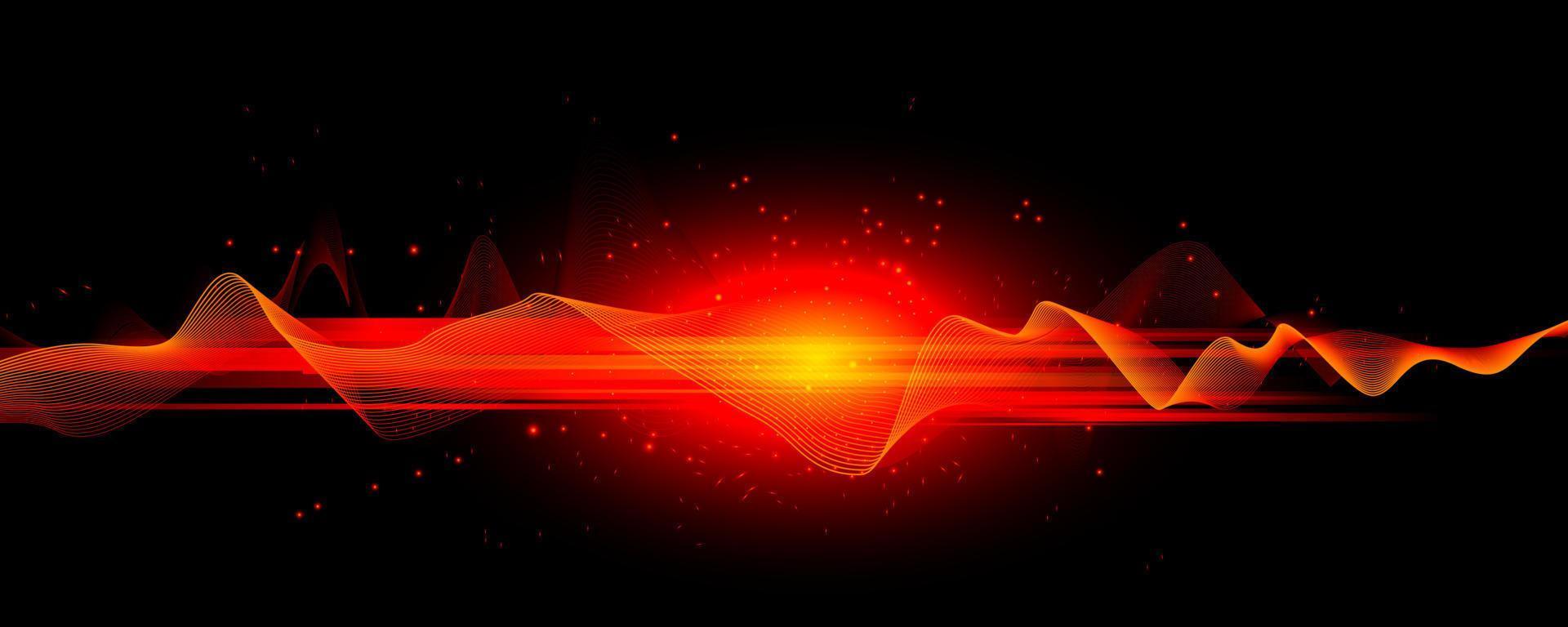 Ondas de movimiento que fluyen abstractas con efectos de luz de chispa roja. ilustración vectorial vector