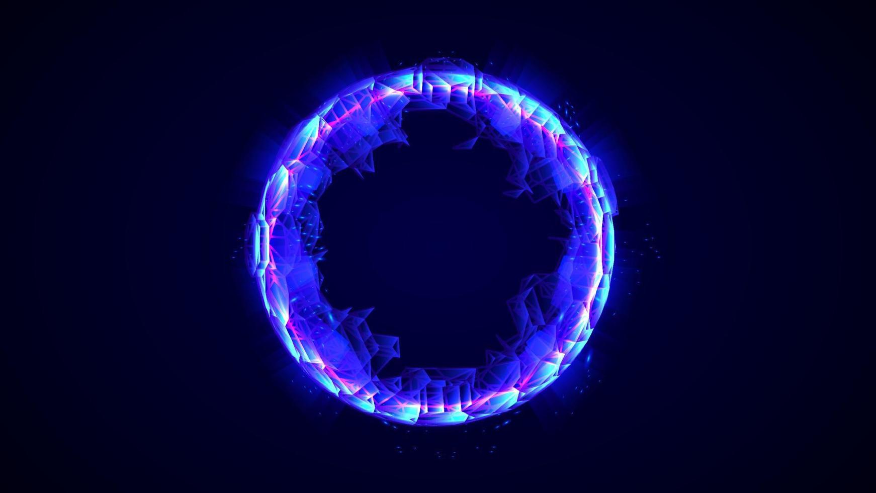 circle glowing neon frame with blue light for your text, banner, template, poster, vector illustration