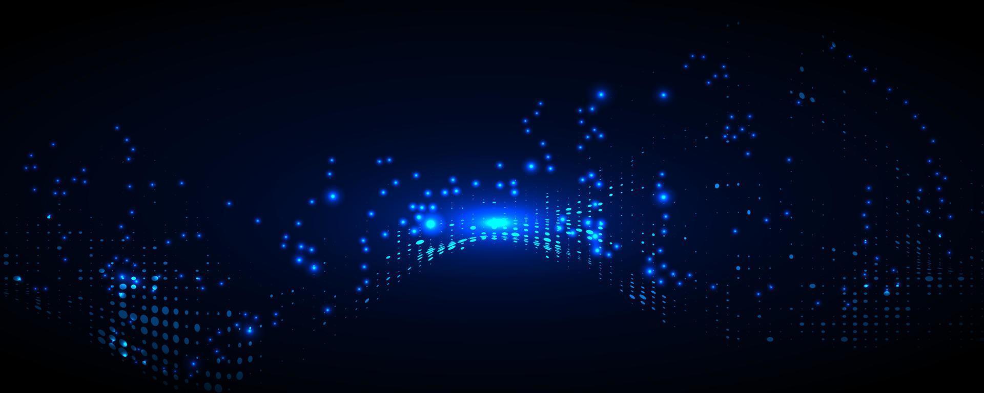 abstract futuristic digital landscape with particles dots and horizon. digital connection vector