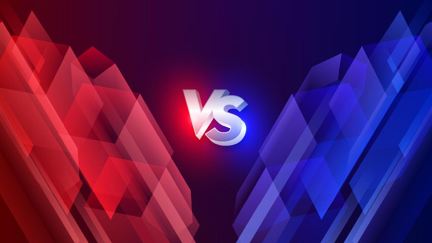 vs versus battle headline plantilla de banner moderno, fondo brillante rojo y azul, juego de lucha, interfaz de juego vector