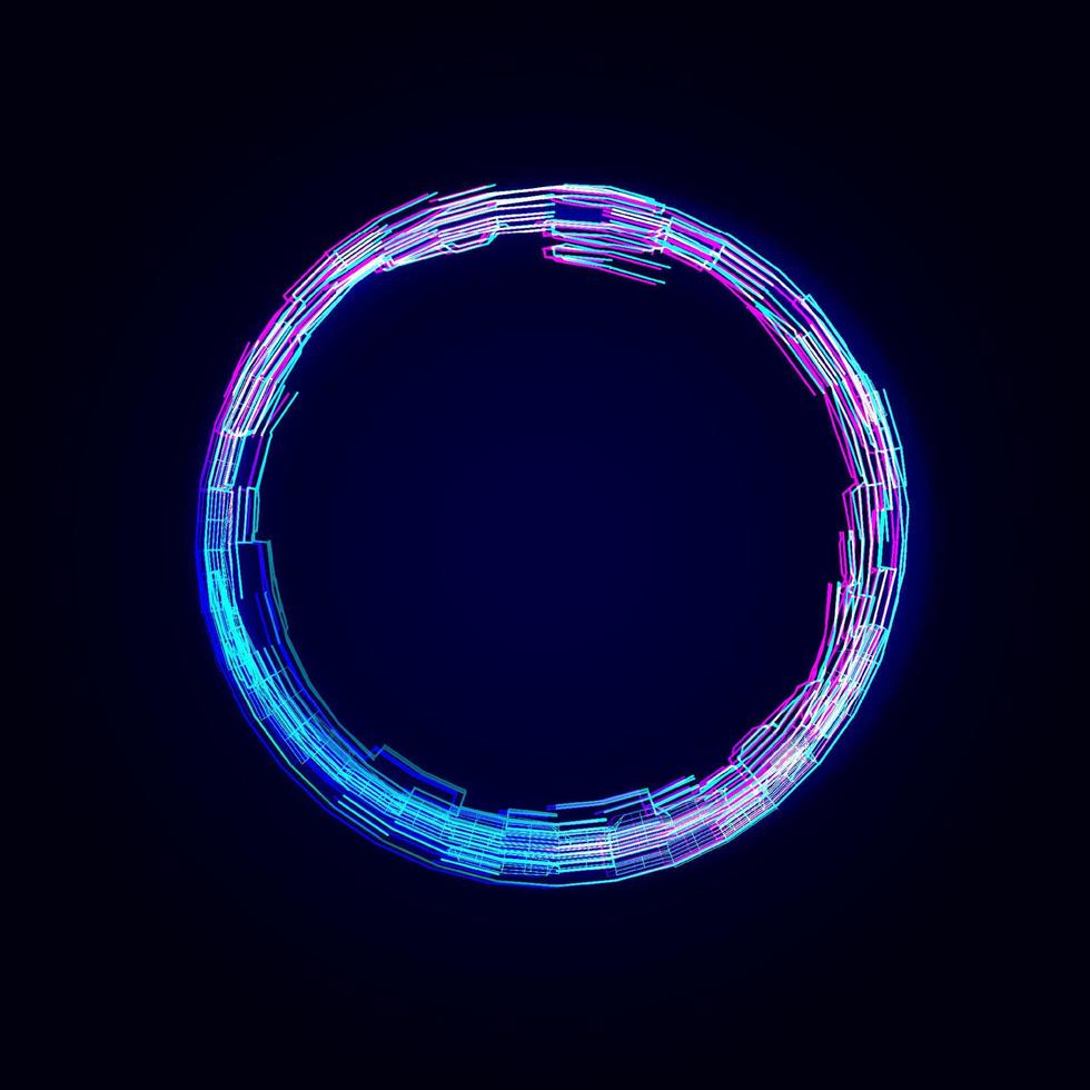 Abstract circle futuristic glitch frame. Colorful light effect. vector