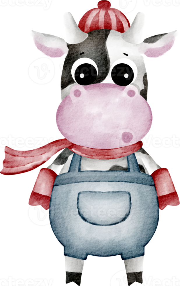 watercolor cow character png