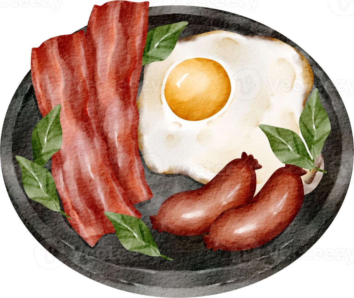 tocino de desayuno acuarela png