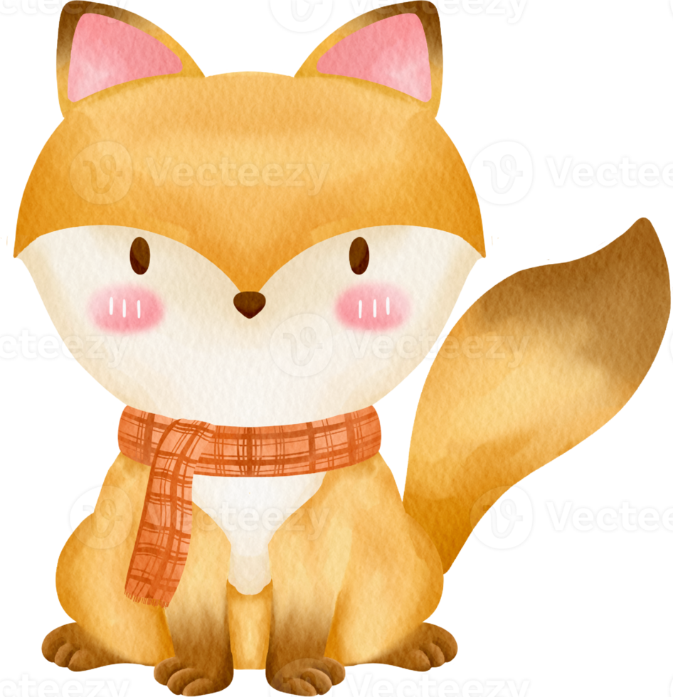 watercolor fox cute clip art png