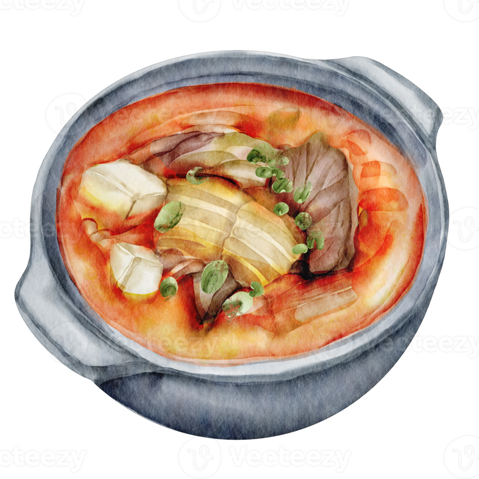 kimchi soup Korean food watercolor png