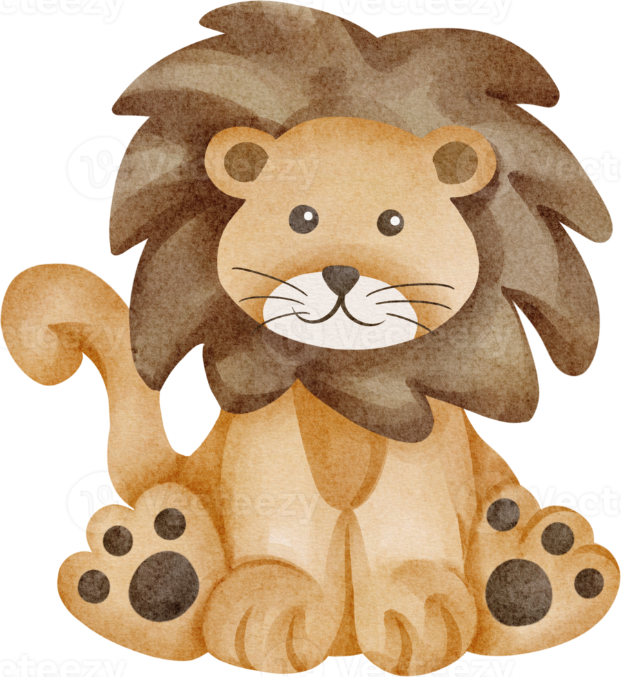 cute lion watercolor png