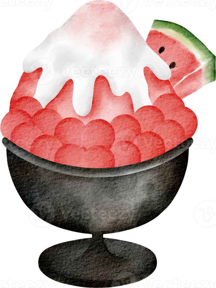 watercolor bingsu watermelon png