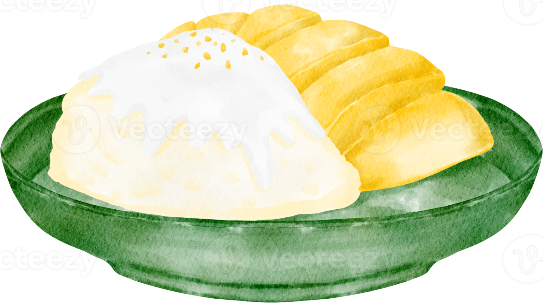 watercolor mango sticky rice png