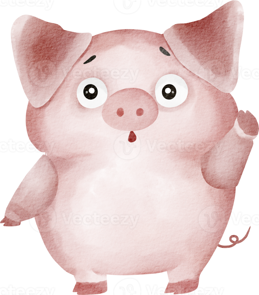 watercolor pig cute clip art png