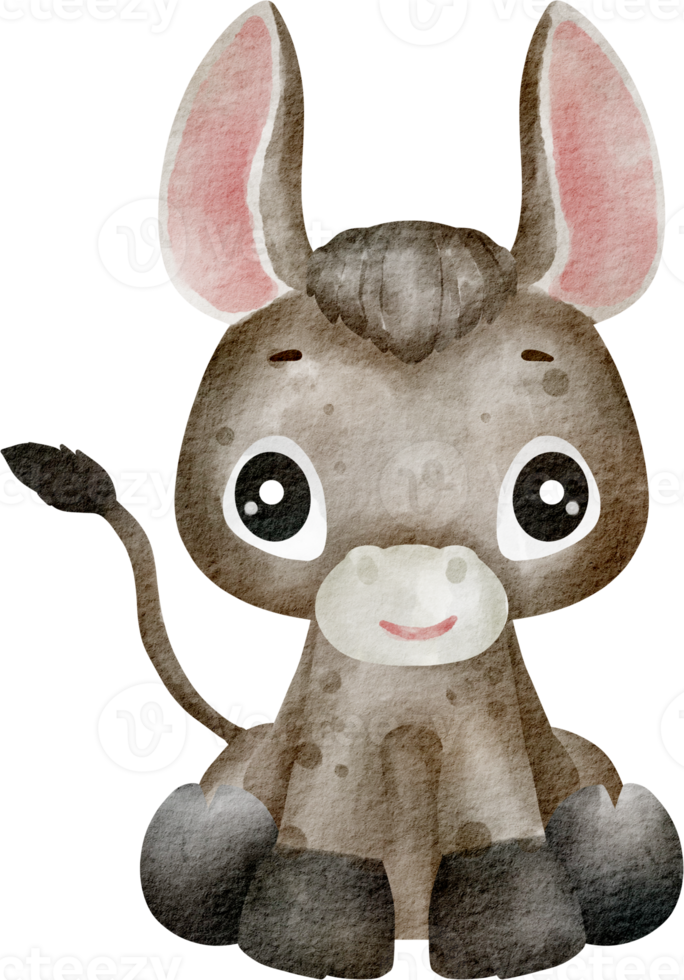 watercolor donkey cute clip art png