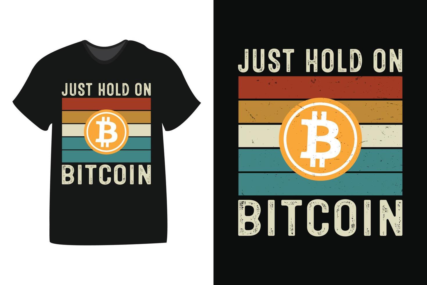 solo espera el diseño de bitcoin para camisetas, estampados, plantillas, logotipos, taza vector