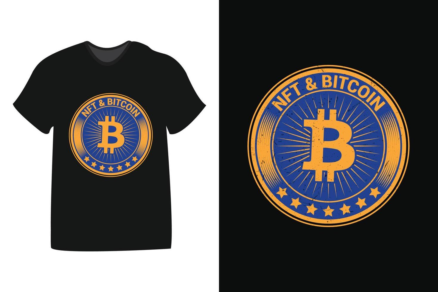 bitcoin and NFT t-shirt design, vector