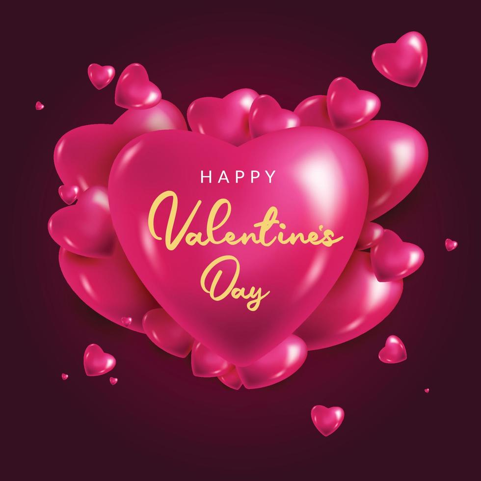 Valentine's day concept. 3d pink hearts. Cute love banner or greeting card. Place for your text vector