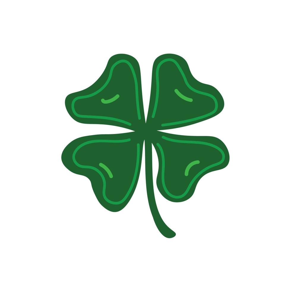 Green shamrock clover vector icon. St Patrick day symbol