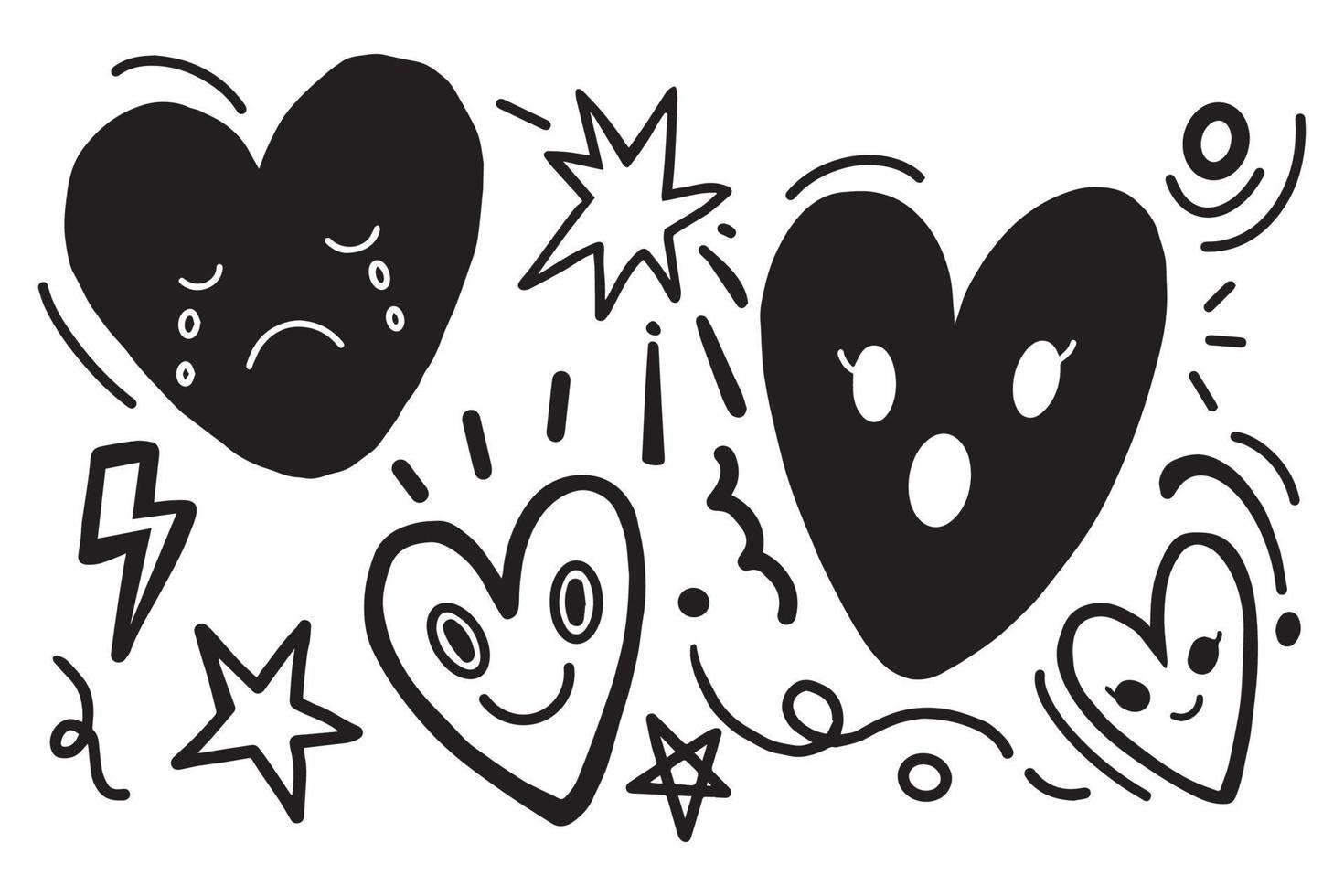 Set of doodle heart handdrawn collection for element, card, template vector