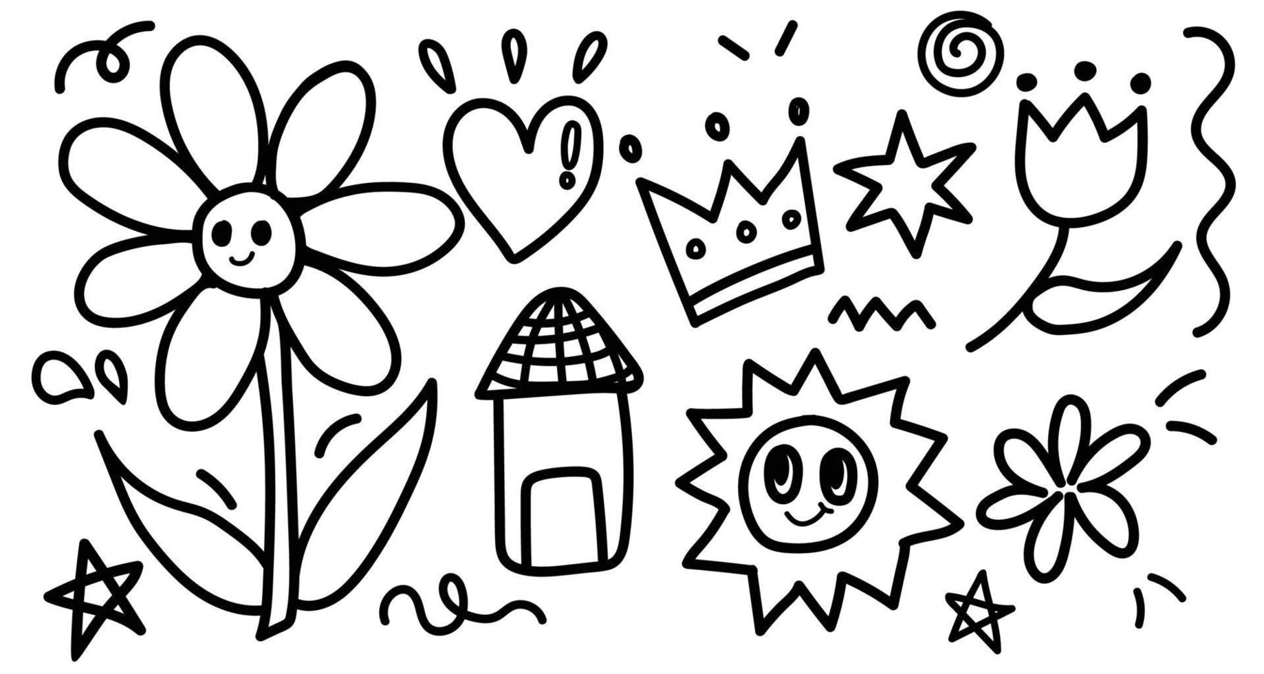 Set of doodle hand drawn vector