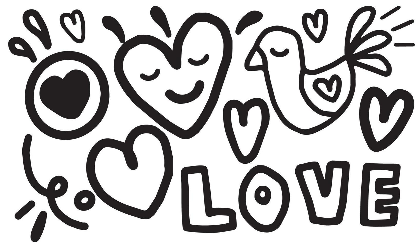 Set of love doodle for valentine, element, template vector