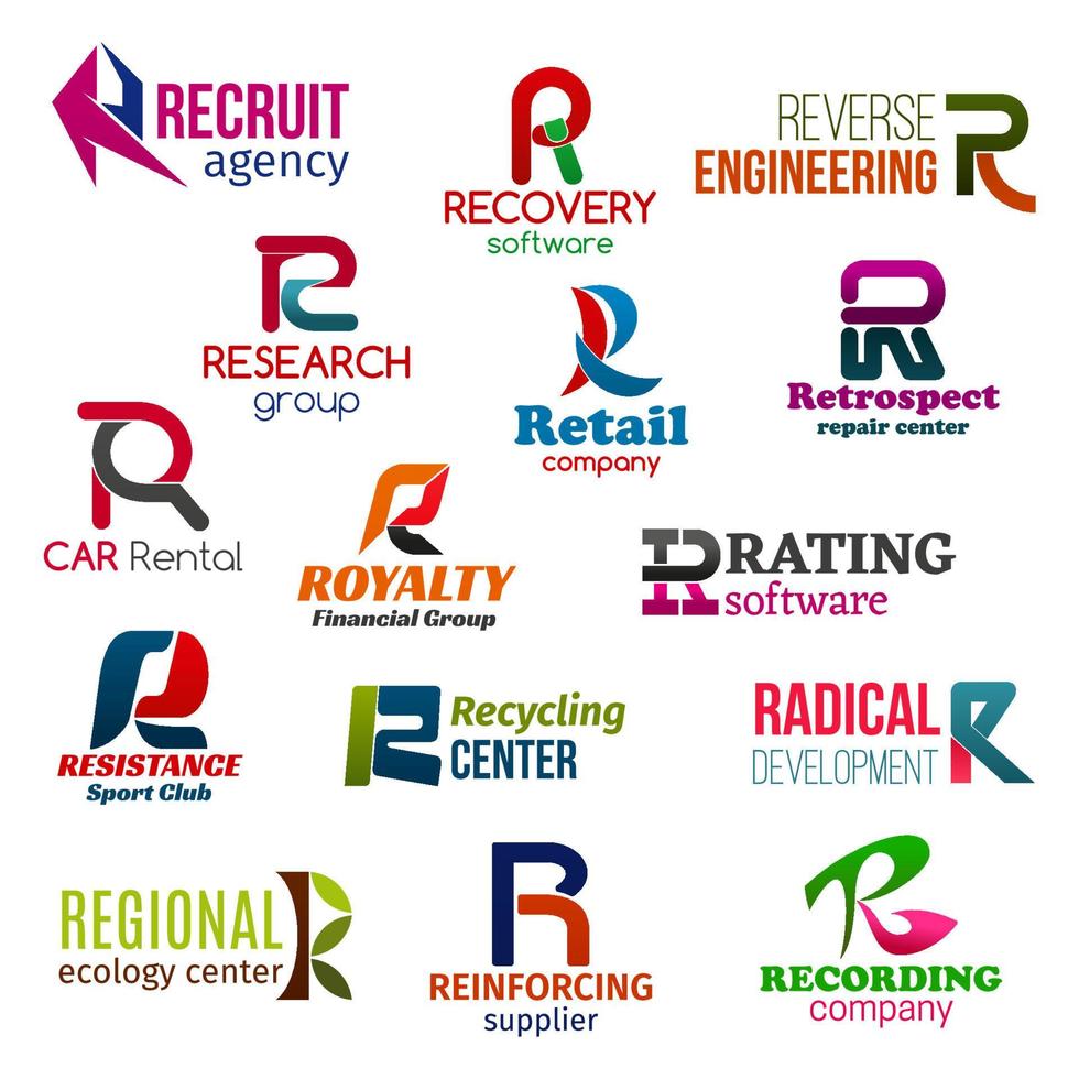 Business icons, letter R corporate identity vector