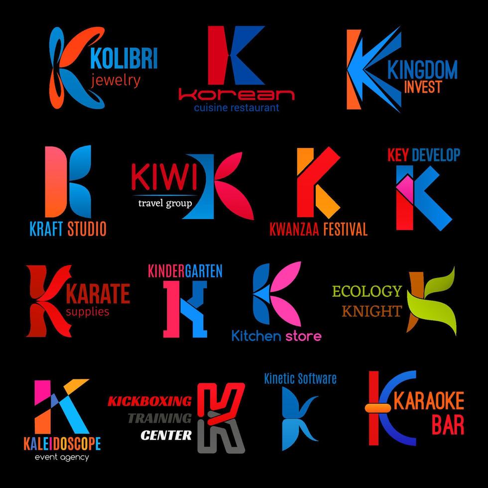 Letter K creative icons, modern corporate identity vector