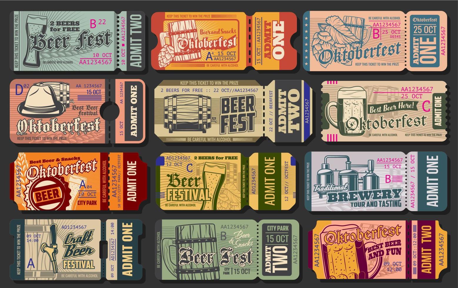 Oktoberfest beer festival ticket templates vector