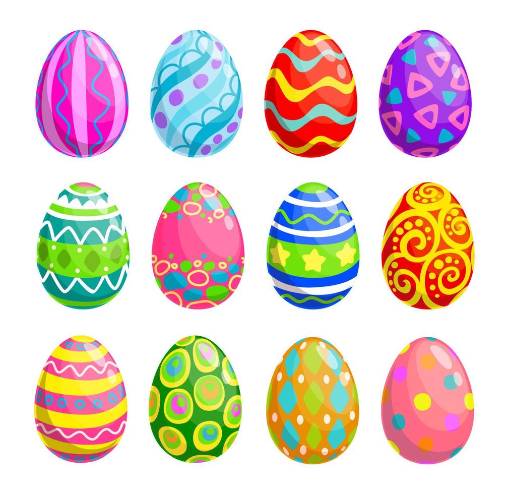 pascua religión vacaciones huevo iconos de caza de huevos vector