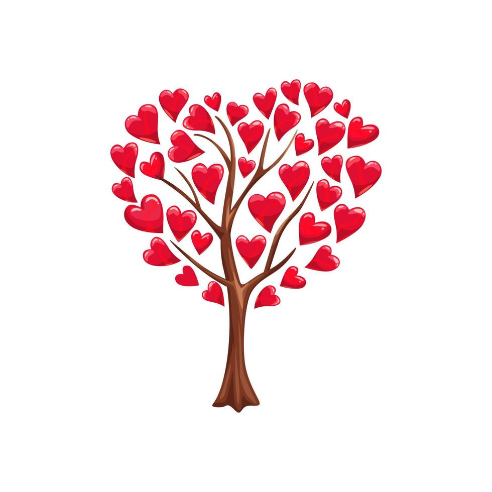 Romantic tree of love with hearts vector