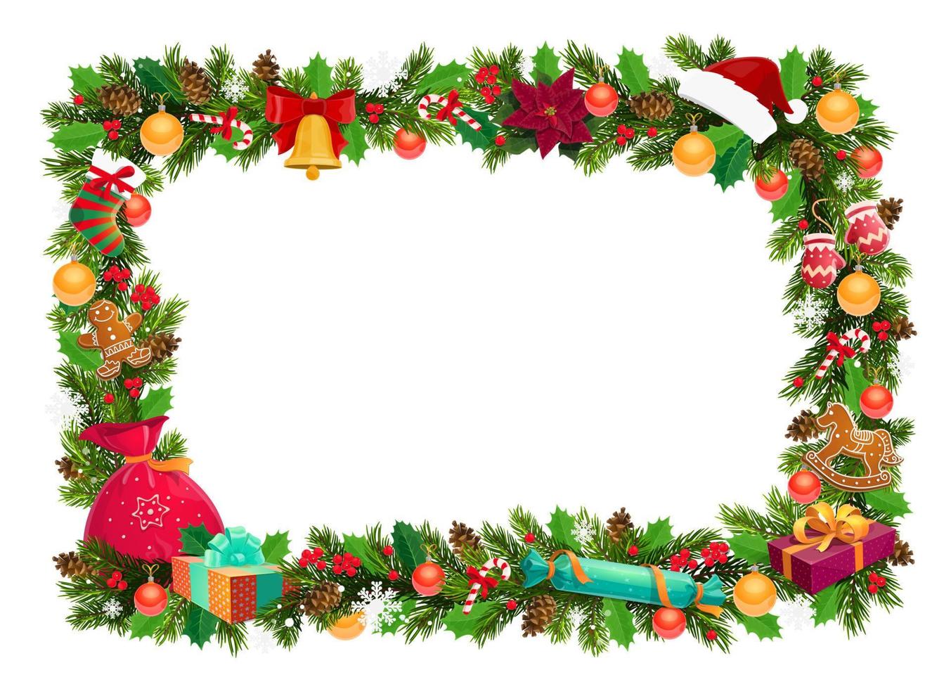 Frame, Christmas decor, Xmas tree branches vector