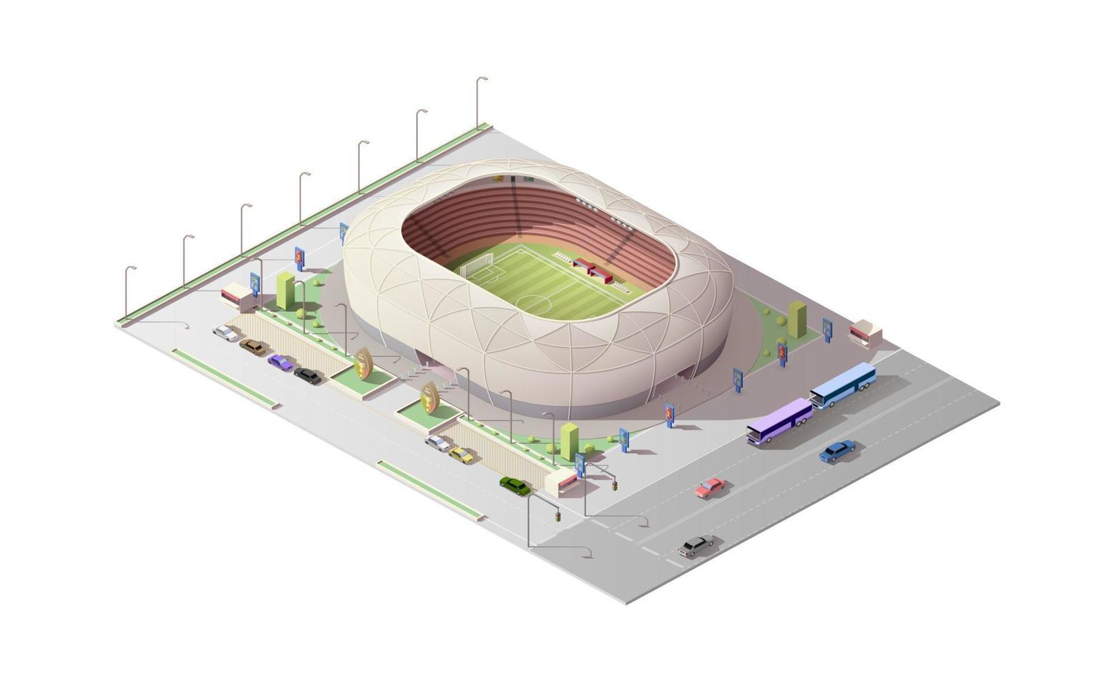 estadio isométrico, estadio deportivo con tribunas. vector