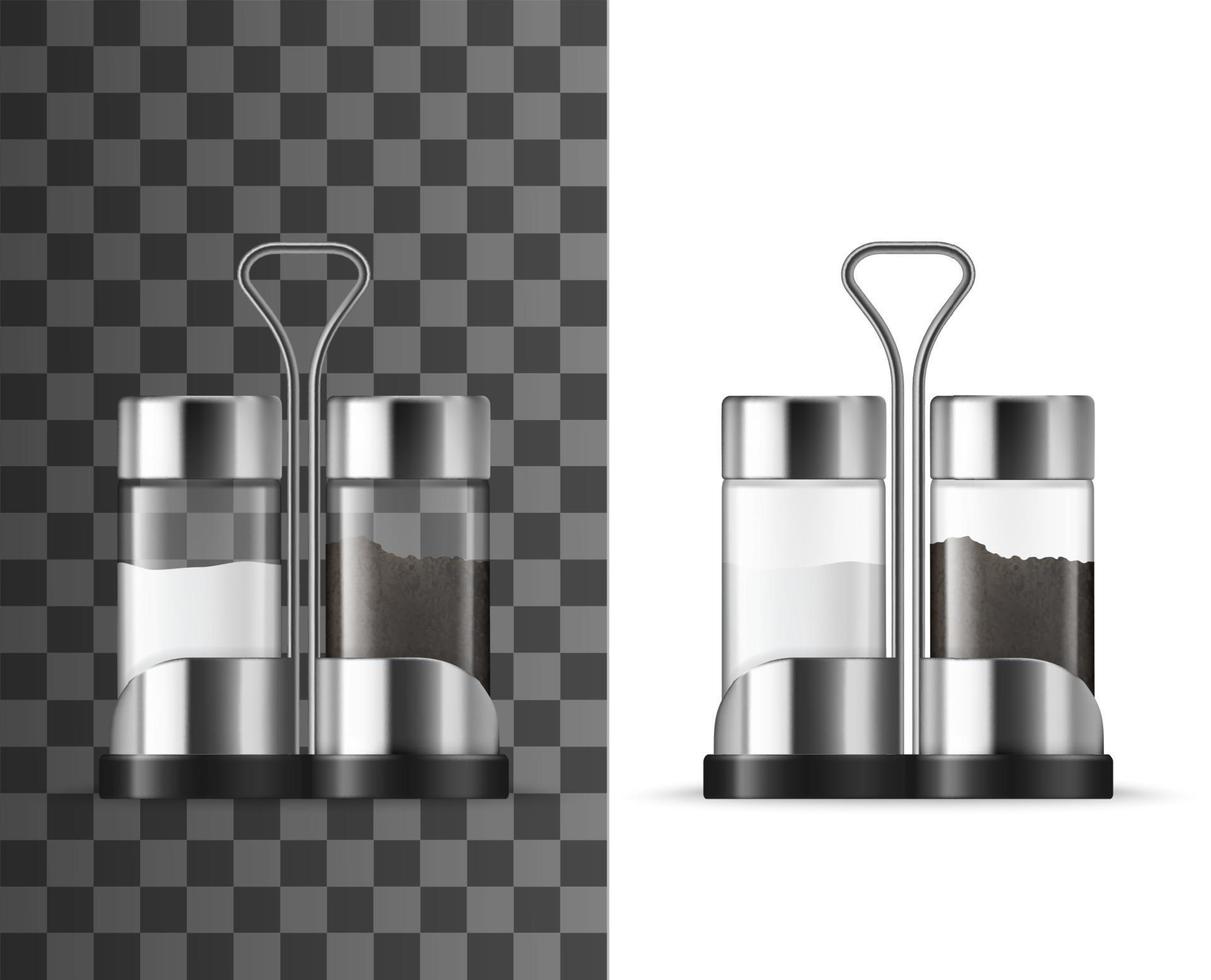 Salt and pepper shakers with kitchen spices vector