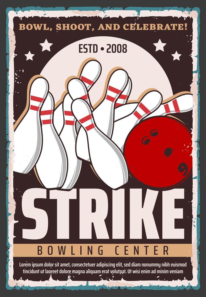 Bowling sport game ball and pins vector