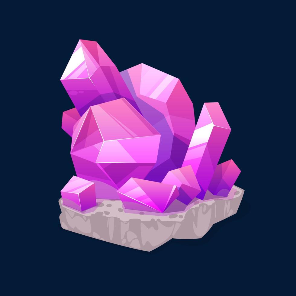 Crystal gem, pink magic rhinestone isolated icon vector