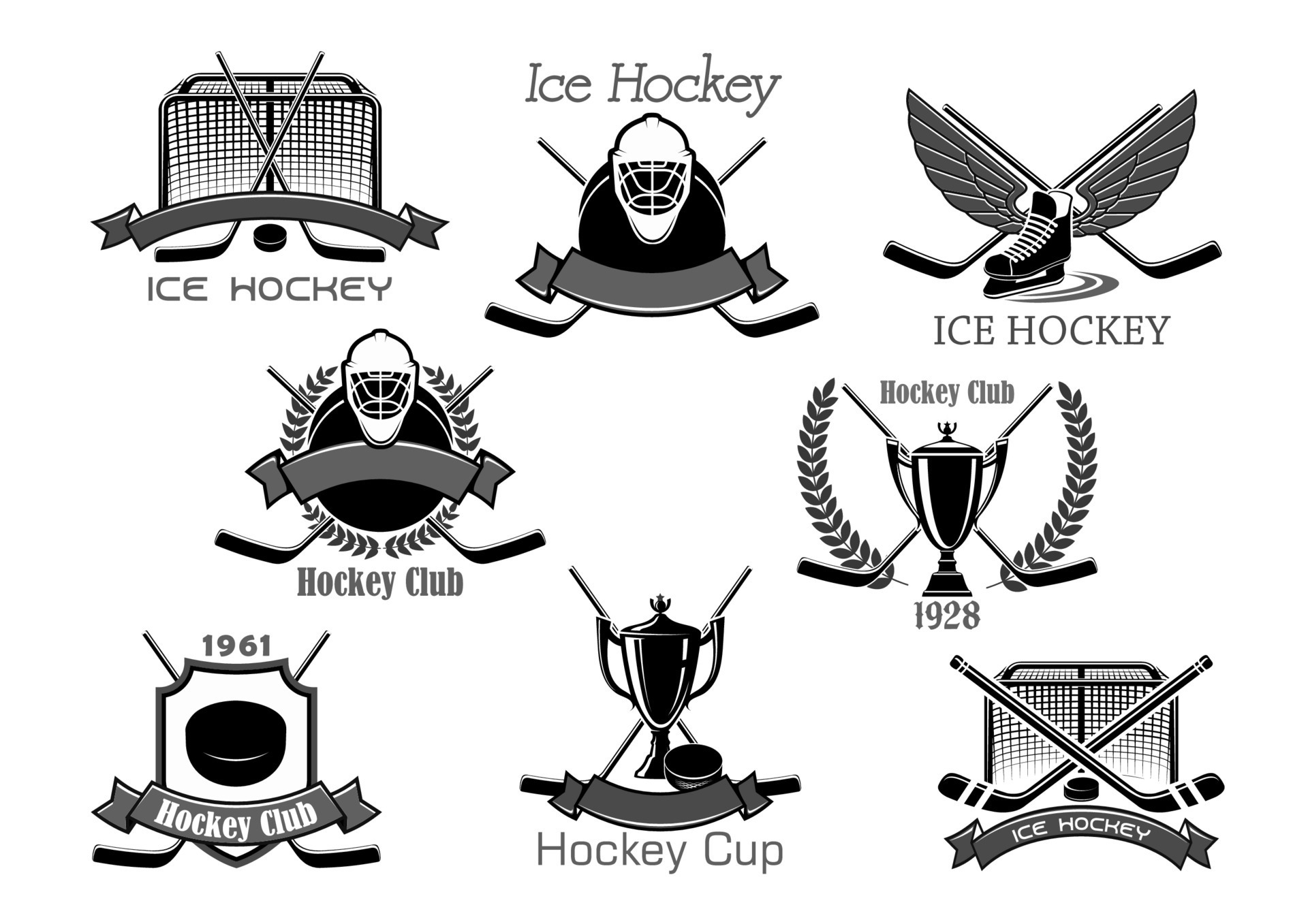 Ice hockey club tournament cup award vector icons 16539182 Vector Art 