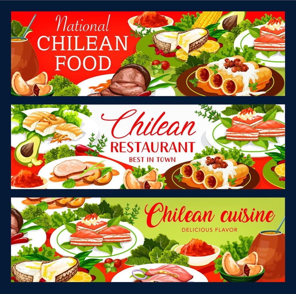 Traditional Chilean cuisine, authentic food vector