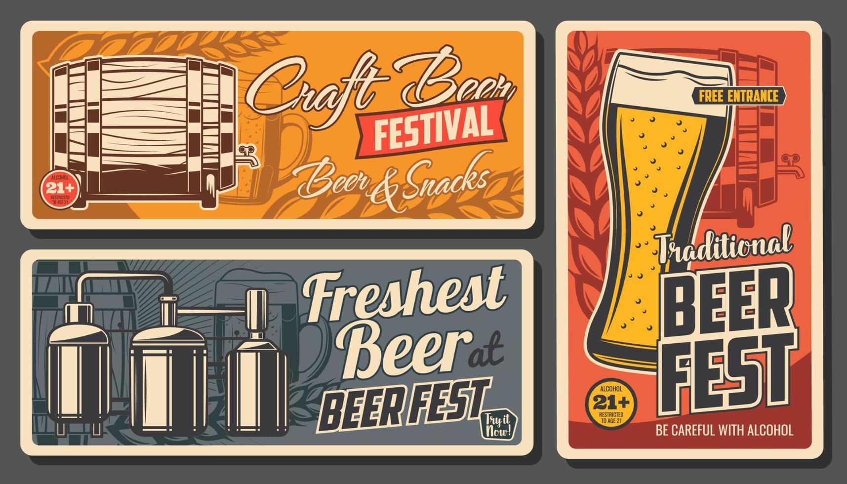 Craft beer and snacks vector posters