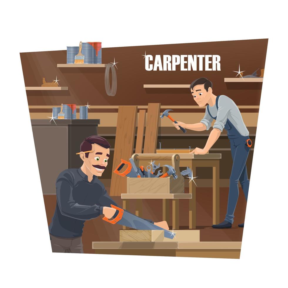 Carpenter, woodworker and joiner workers vector