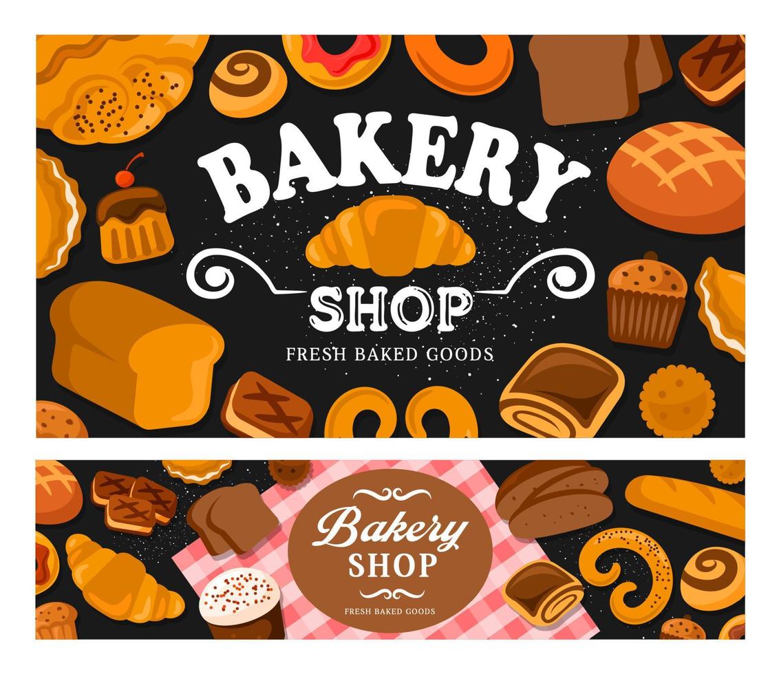 Bread and bakery pastry vector poster