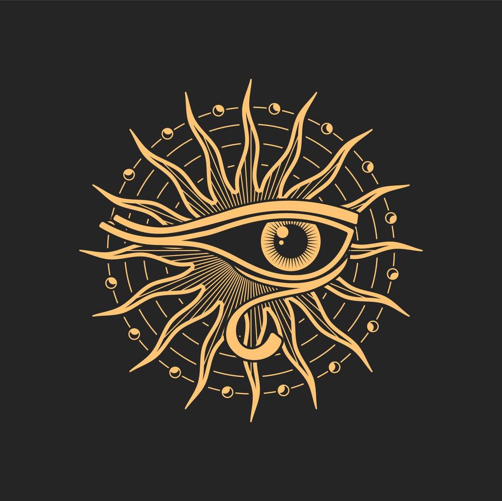amuleto ojo de horus, signo esotérico oculto de brujería vector