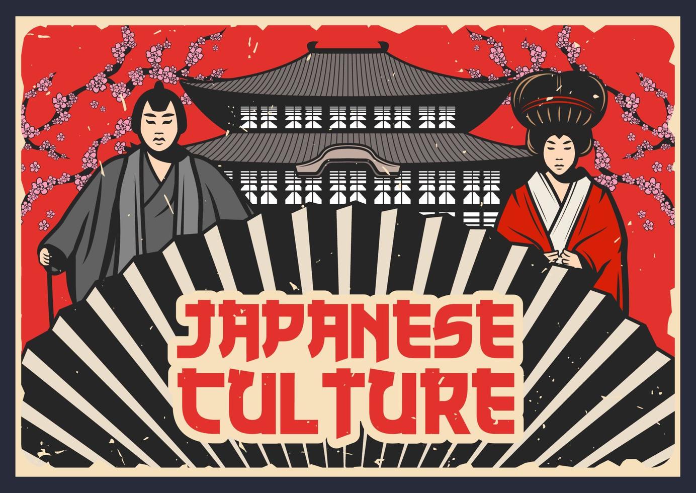 Japanese Kabuki and Noh theaters. Culture of Japan vector