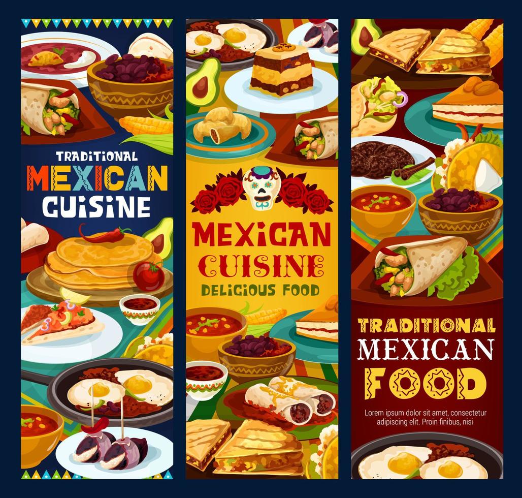 menú de comidas de comida tradicional mexicana vector