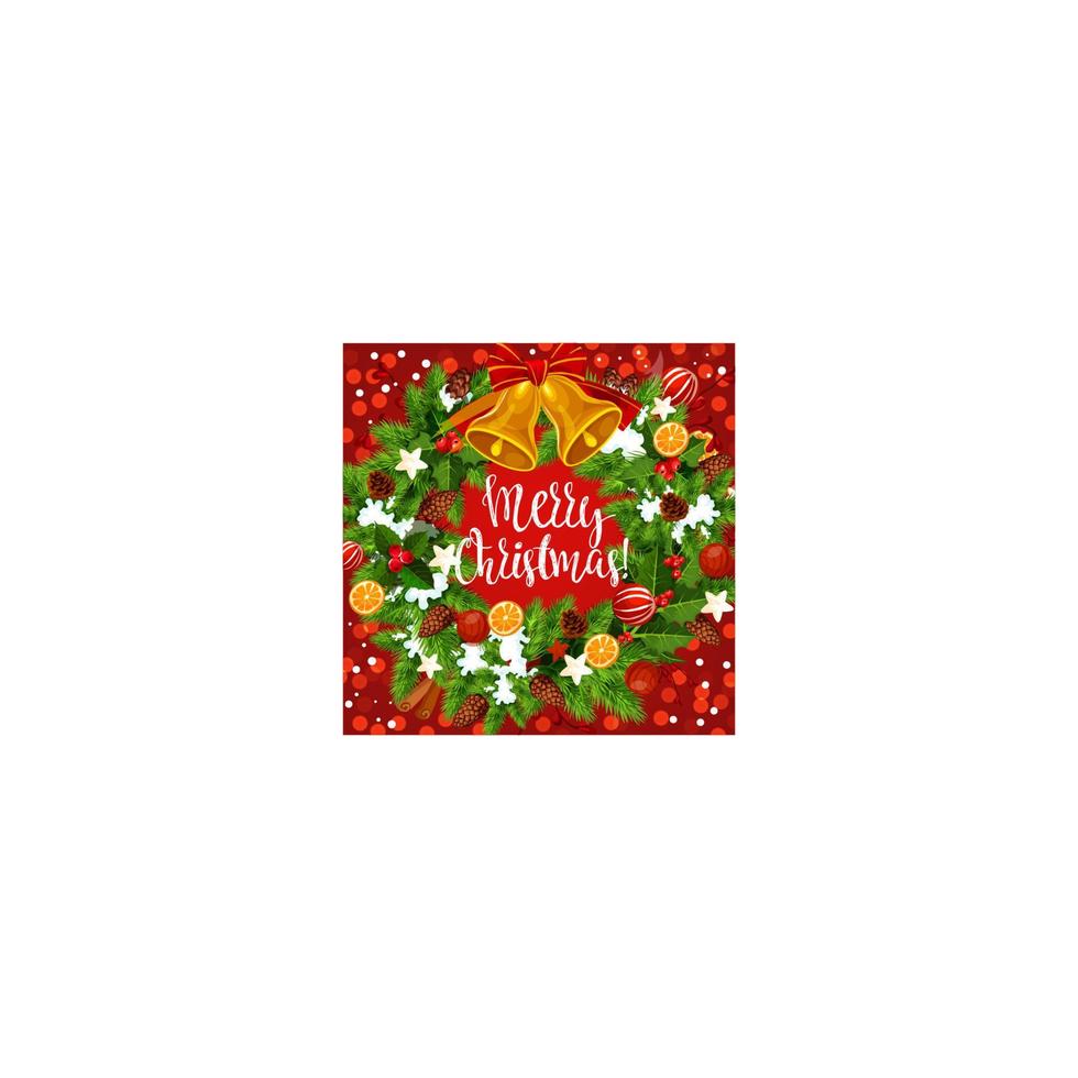 Christmas holiday wreath with bell vector