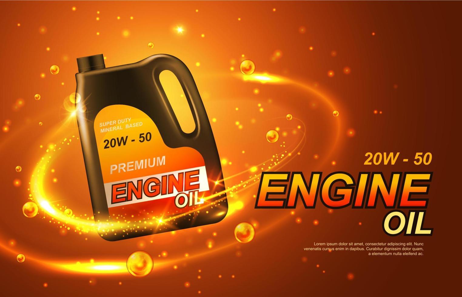 Car engine oil golden splash and drops vector